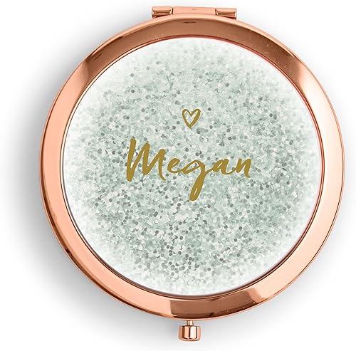Miniatura 1 de WEDDINGSTAR Espejo compacto personalizado grabado personalizado, oro rosa, corazón dulce