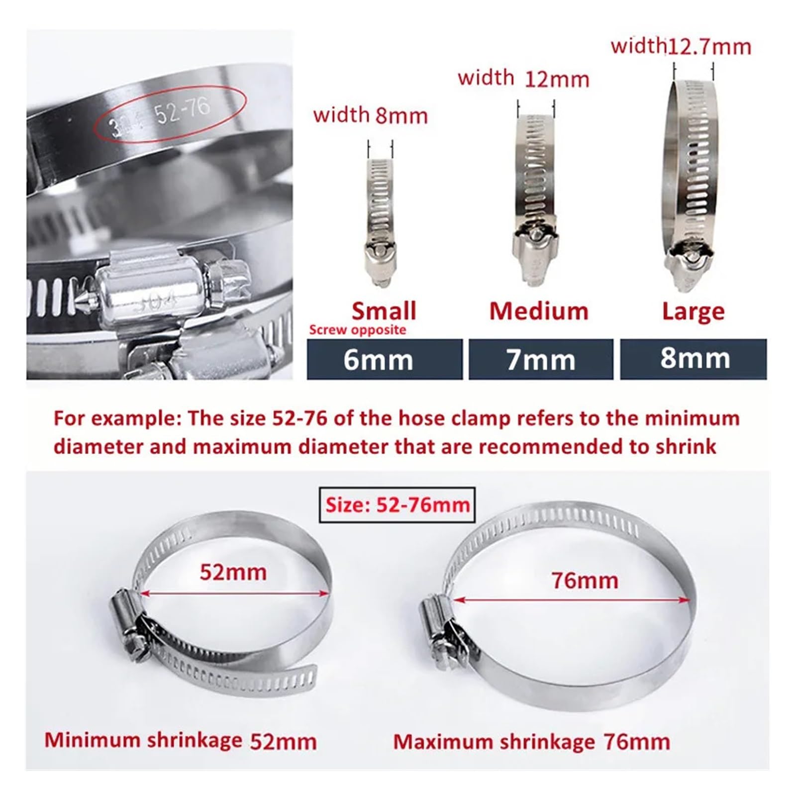 Abrazaderas Ajustables para mangueras, Abrazaderas de Tubo 8mm-700mm, Abrazaderas Manguera Combustible for Coche, Tornillo sin Fin, duraderas, antioxidantes, 5 uds(500-600mm)