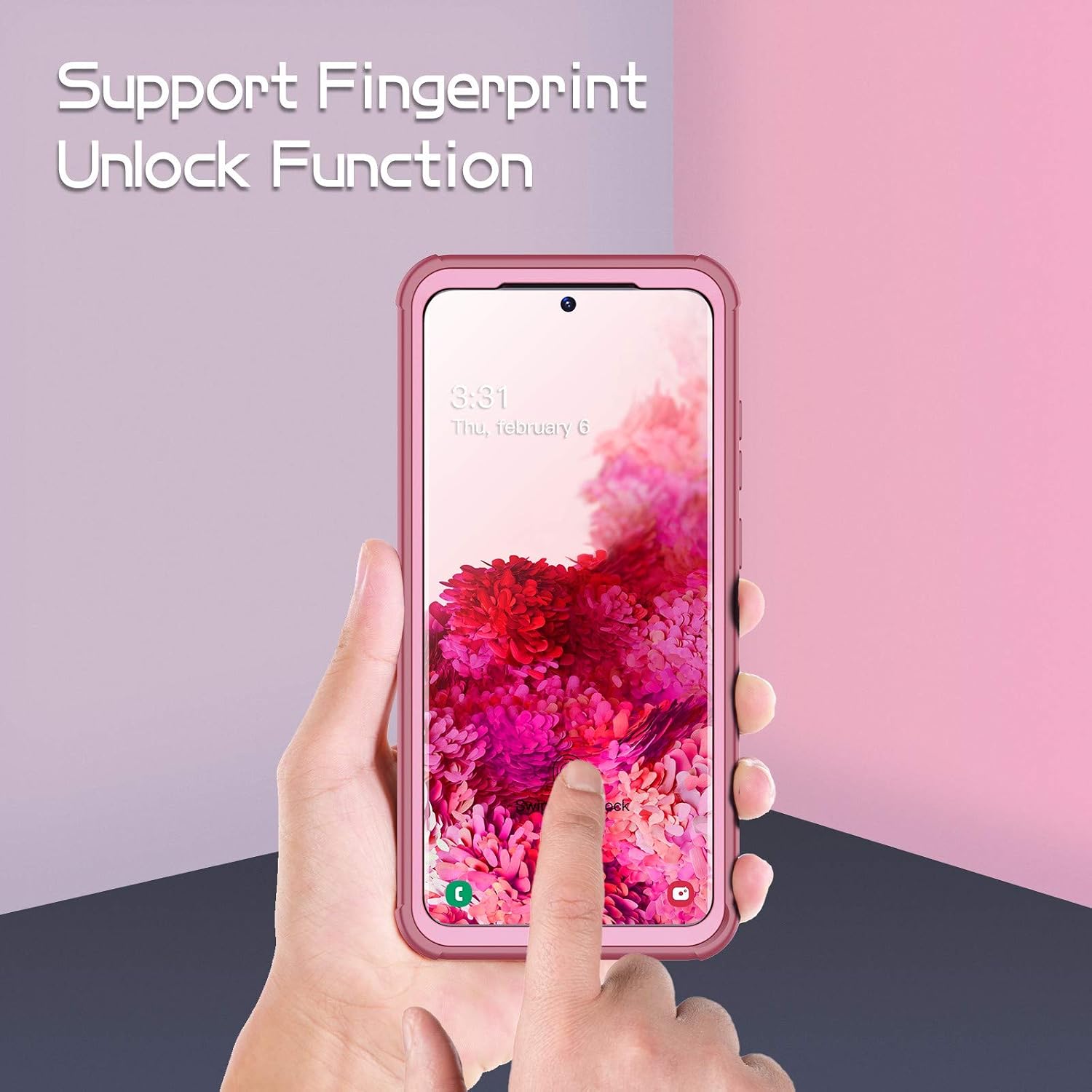 Temdan for Samsung Galaxy S20 Plus Case, Built-in Screen Protector Full Body Heavy Duty Shockproof Case Support Wireless Charging for Samsung Galaxy S20 Plus 5G 6.7 inch 2020 Release (Pink)
