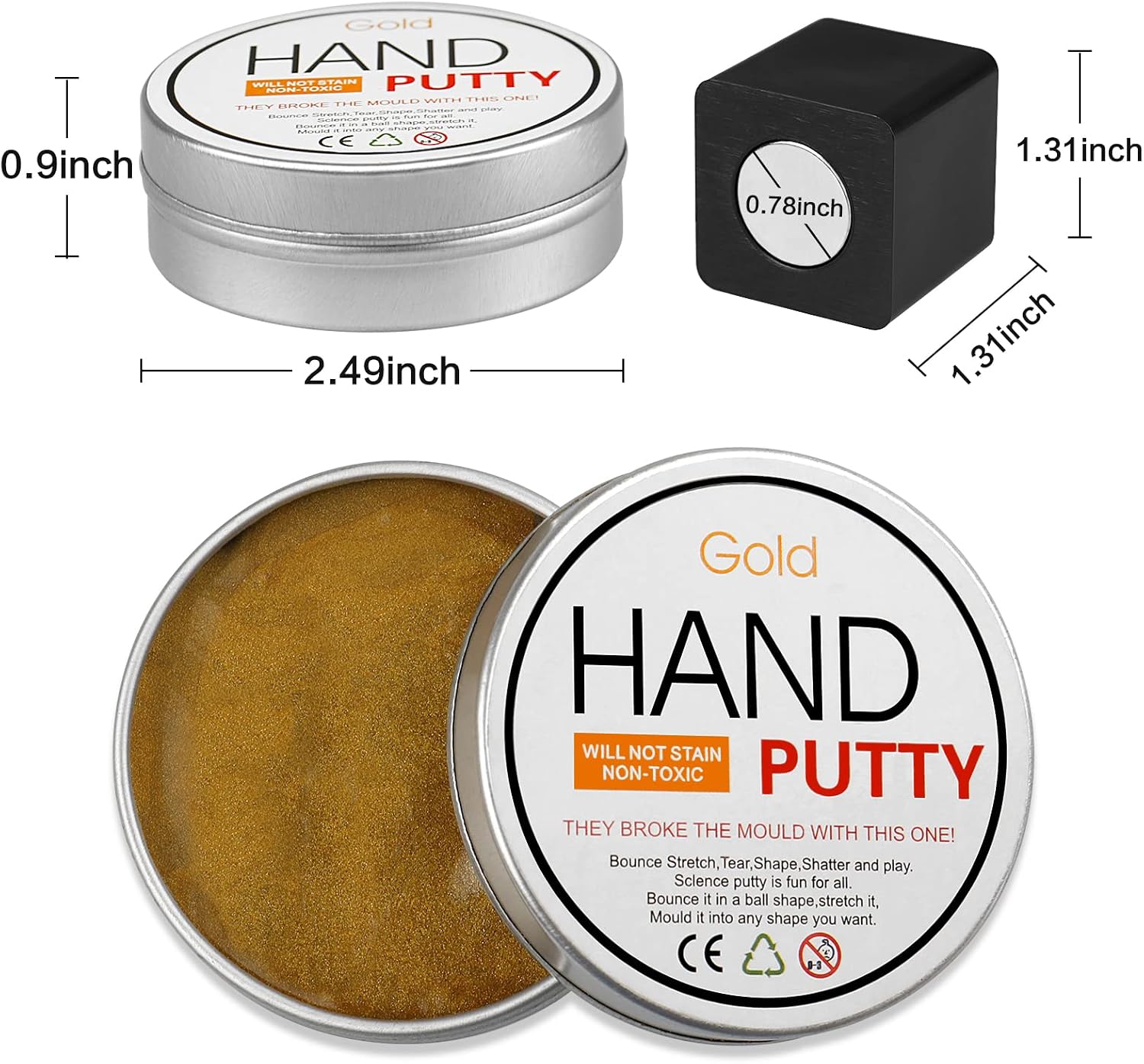 JOYPRO Magnetic Slime Putty, Magnetic Space Putty Slime with Upgraded Magnet Toys for Kids Adults, Fidget Toy Stress Reliever Puddy for Christmas Birthday Gifts Stocking Stuffers (2 Pack, Gold&Silver)
