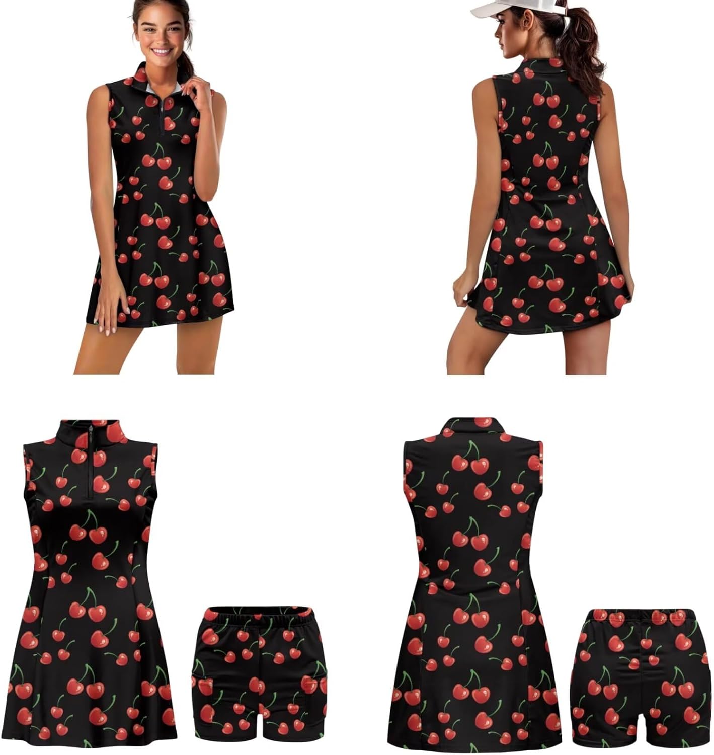 Golf Tennis Dress Dresses for Women with Shorts Pockets,Sports Bandage Double-Sided Headscarf 3 Sets Outfits Athletic Clothes