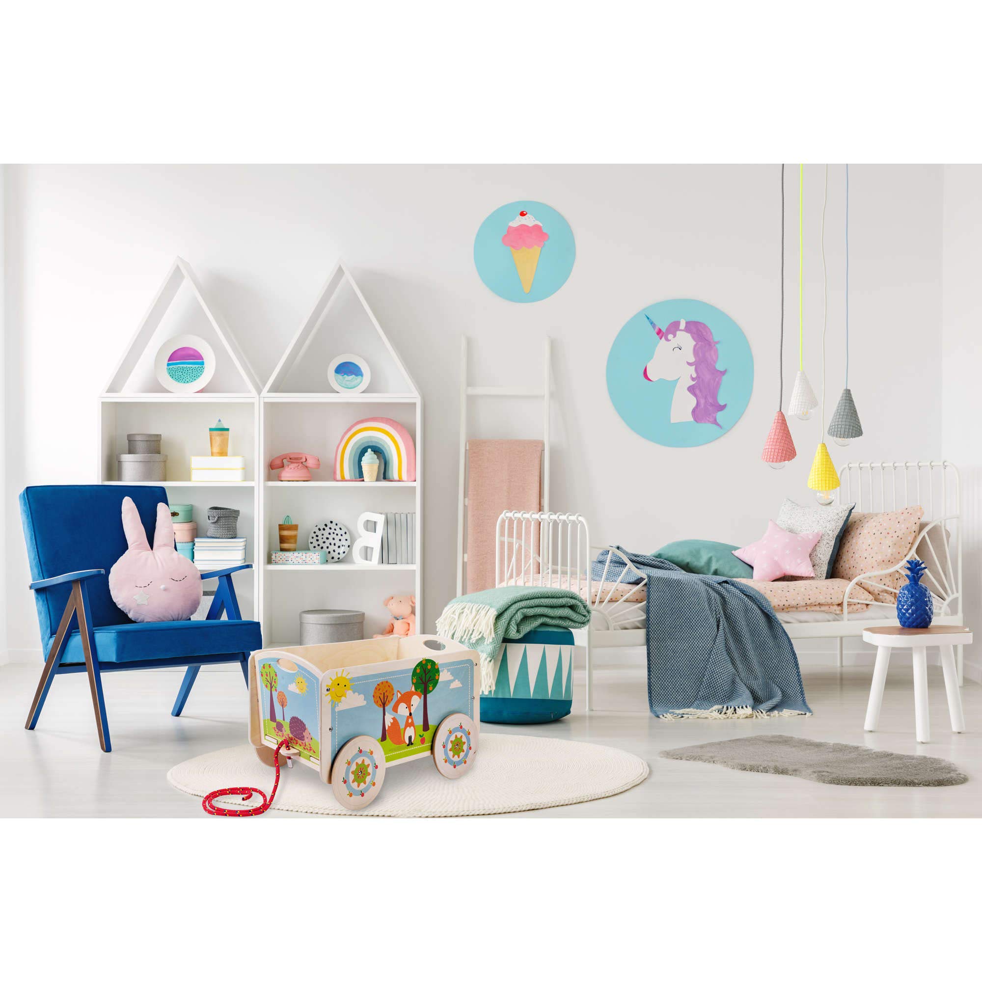 Dida - La Volpe: Carretto Trainabile in Legno, Porta Giochi con Ruote per Bambini 2-4 Anni, Giochi Educativi Metodo Montessori, Stimolante e Divertente