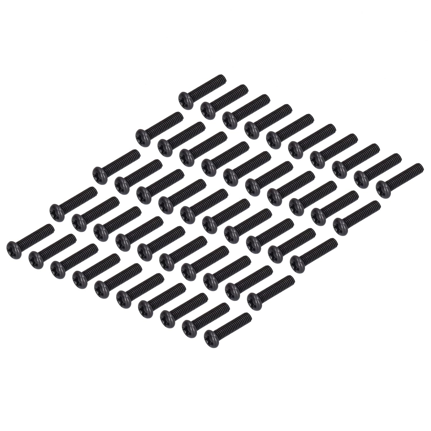 Pan Machine Screws, 50pcs Stainless Steel Pan Head Screw Machine Screw Fully Threaded Black Zinc Plated Bolts Fastener DIN7985, Rivet Nuts (M3*12)