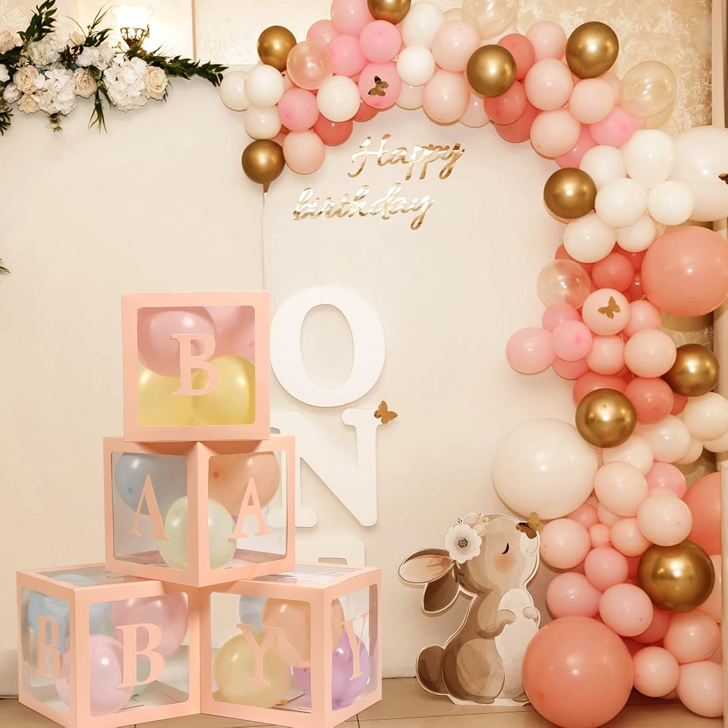 Voircoloria Baby Boxes with 26 Letters for Baby Shower Gender Reveal, Pink image 5