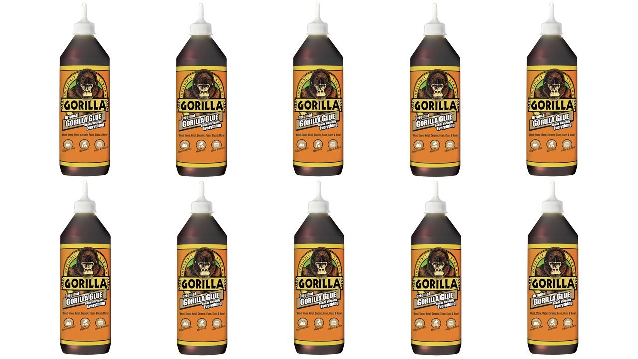 Gorilla Original Waterproof Polyurethane Glue, 36 ounce Bottle, Brown, (Pack of 10)