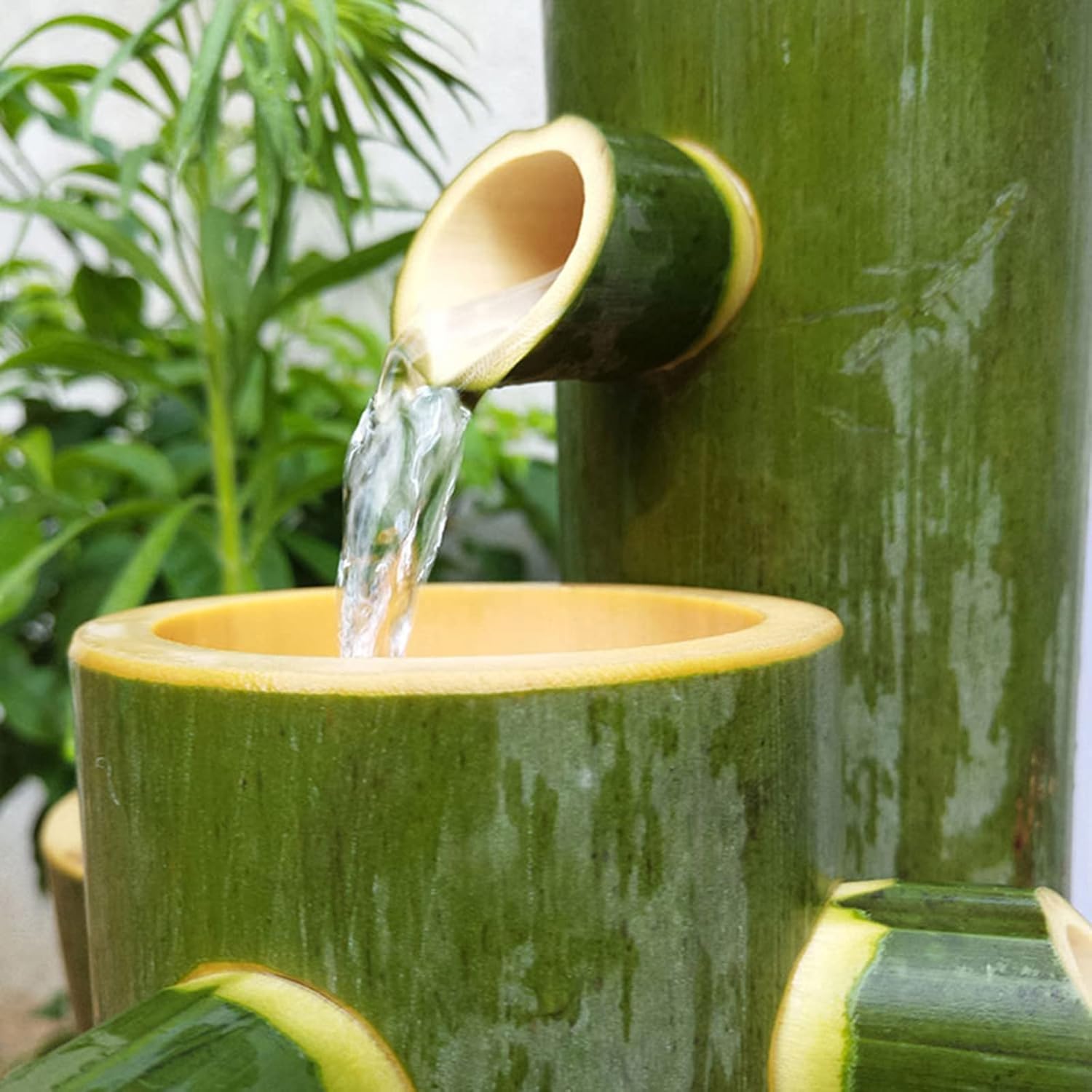 Japanese Bamboo Water Feature Statue, Japanese Garden Decoration,Split-Resistant Bamboo Ornaments,Indoor Outdoor Fountain,Outdoor Water Fountain,Creativity,45cm/17.7in