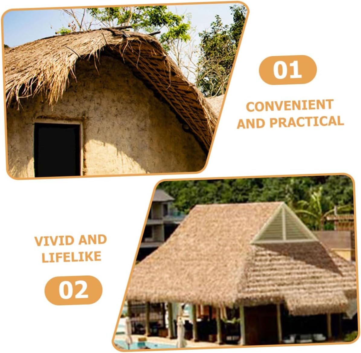 3pcs Simulated Thatch Tiles Artificial Thatched Roofing Grass Roof Thatch for Garden Tiki Grass Roof Decor
