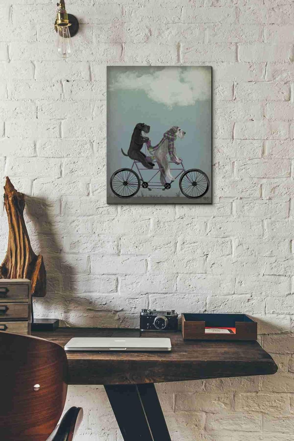 Epic Graffiti 'Schnauzer Tandem' by Fab Funky Canvas Wall Art, 12"x16"