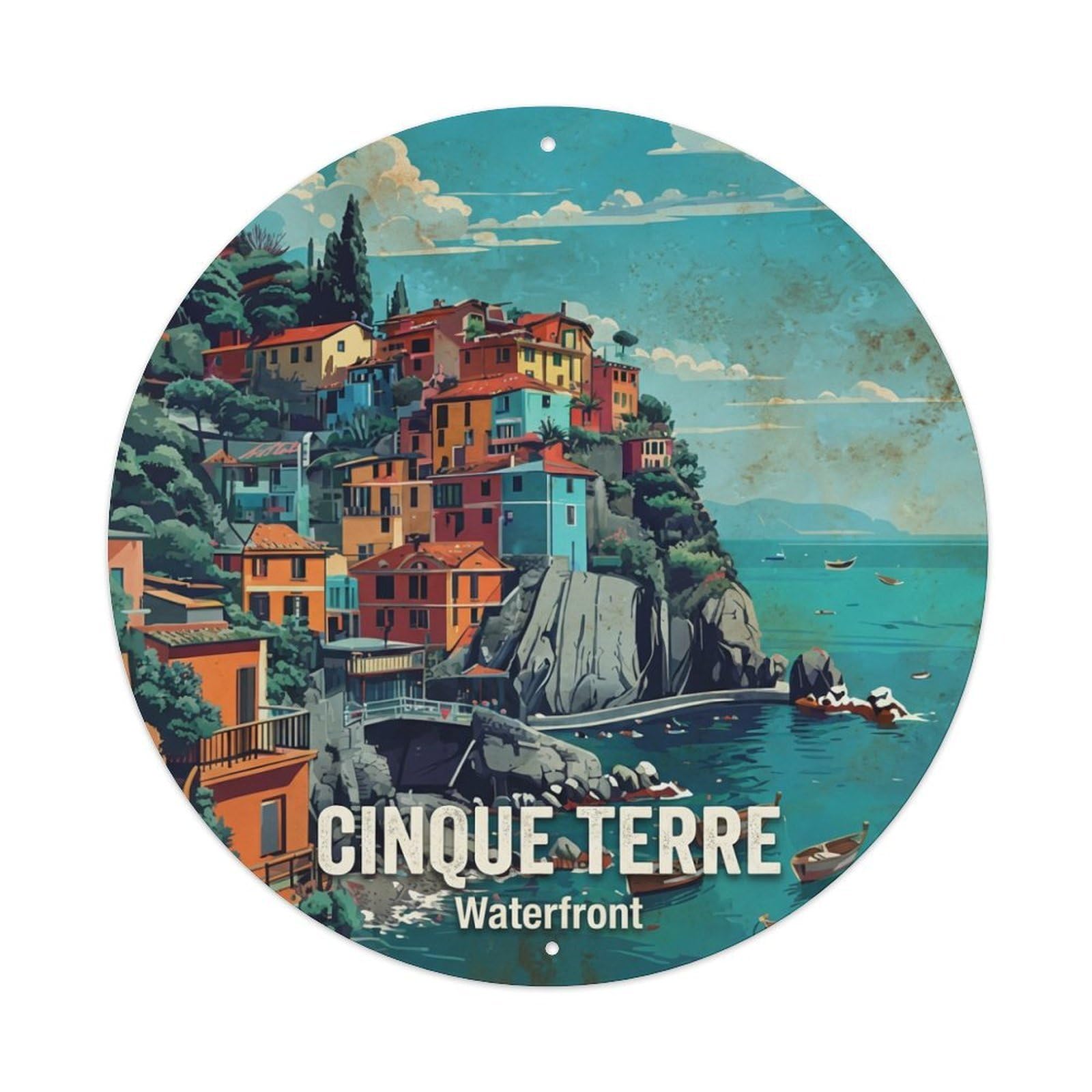 Metal Tin Sign Italy Cinque Terre Vintage Travel