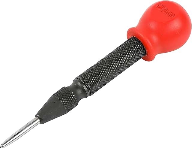 ARES 10022 - Automatic Center Punch - 5-Inch Adjustable Spring-Loaded Tool - Anti-Slip Knurled Grip - Durable S2 Steel Tip