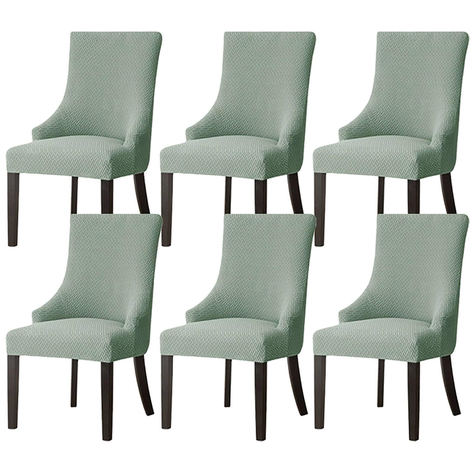 ZRCYXDW Spandex Wingback Side Chair Slipcover, Stretch Wingback Chair Cover Slipcover Removable Washable Dining Chair Covers For Dining Room Decoration-light green-Set of 6