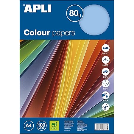 Carta A4 Dohe 100 Fogli - Colore Blu Pastello, 80 G/m² Per Stampante E Ufficio - Foto 5