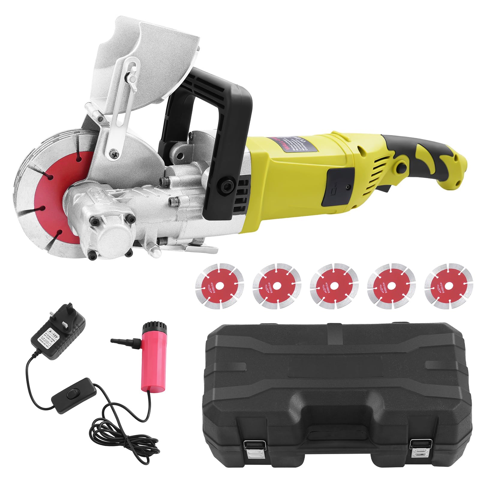 Electric Wall Chaser 4000W,Wall Chaser with Dust Extractor and 5 pcs Blades,Wall Groove Cutting Machine with Adjustable Cutting Depth & Width for Brick Marble and Floors