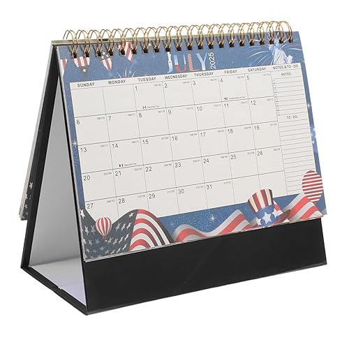 2025 Desk Stand Calendar Medium Black Paper Flip Desktop Calendar