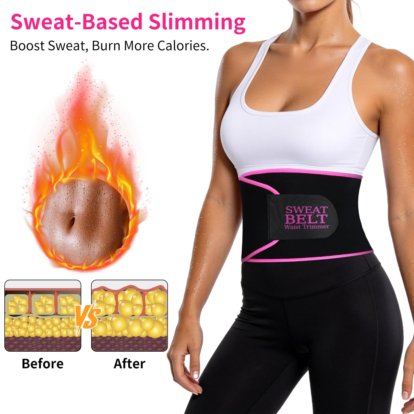Lisacool Sculpt Touch - Entrenador de cintura para mujer, banda de sudor para pérdida de peso y estómago