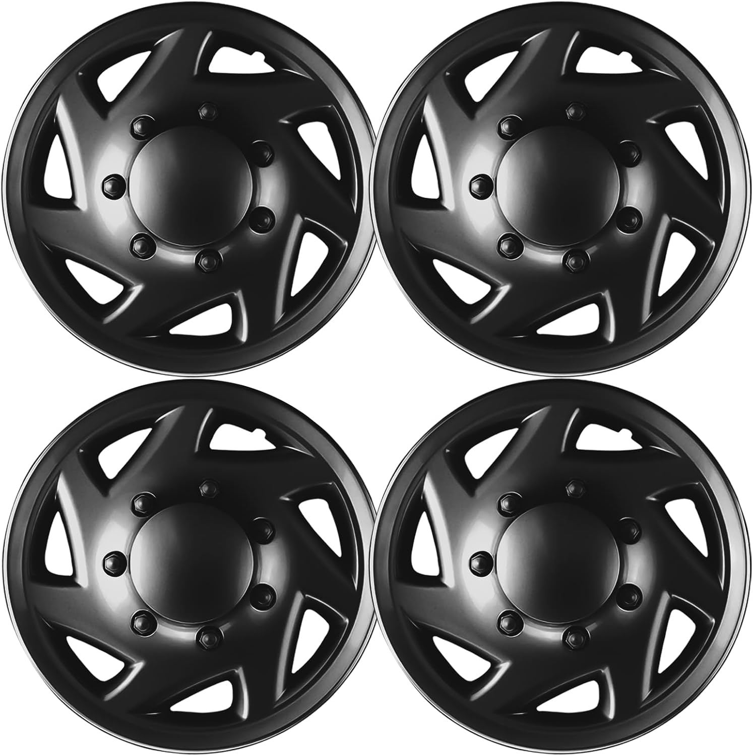 16-inch Hubcaps Wheel Covers for Ford E-Series E350 E450 Econoline Van 1997-2023, Truck & Econoline,Replaceable Hubcaps F8UZ1130AA F7UZ1130AA,Set of 4, Black