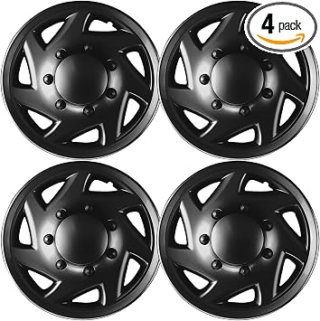 16-inch Hubcaps Wheel Covers for Ford E-Series E350 E450 Econoline Van 1997-2023, Truck & Econoline,Replaceable Hubcaps F8UZ1130AA F7UZ1130AA,Set of 4, Black