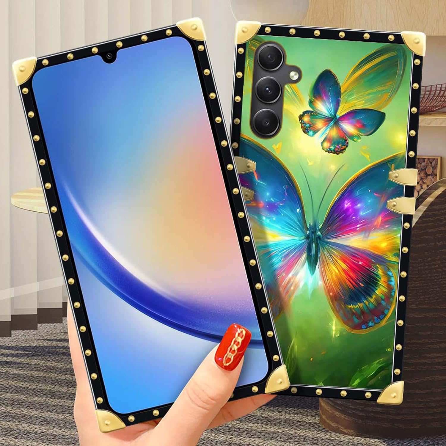 Case Compatible with Samsung Galaxy A54 5G Case,Luxury Soft TPU & Hard PC Back for Girls Women,Shockproof Protective Cover,Colorful Butterfly image 4
