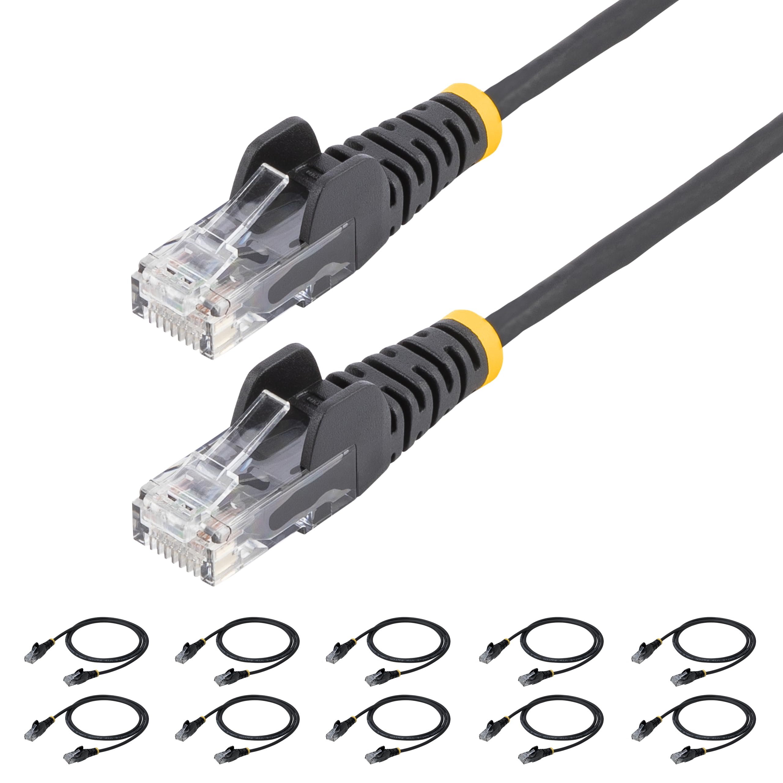 StarTech Cavo CAT6 sottile da 15,2 cm, confezione da 10, antigroviglio, RJ45, LSZH, 28 AWG, in puro rame nudo, cavo patch di rete sottile