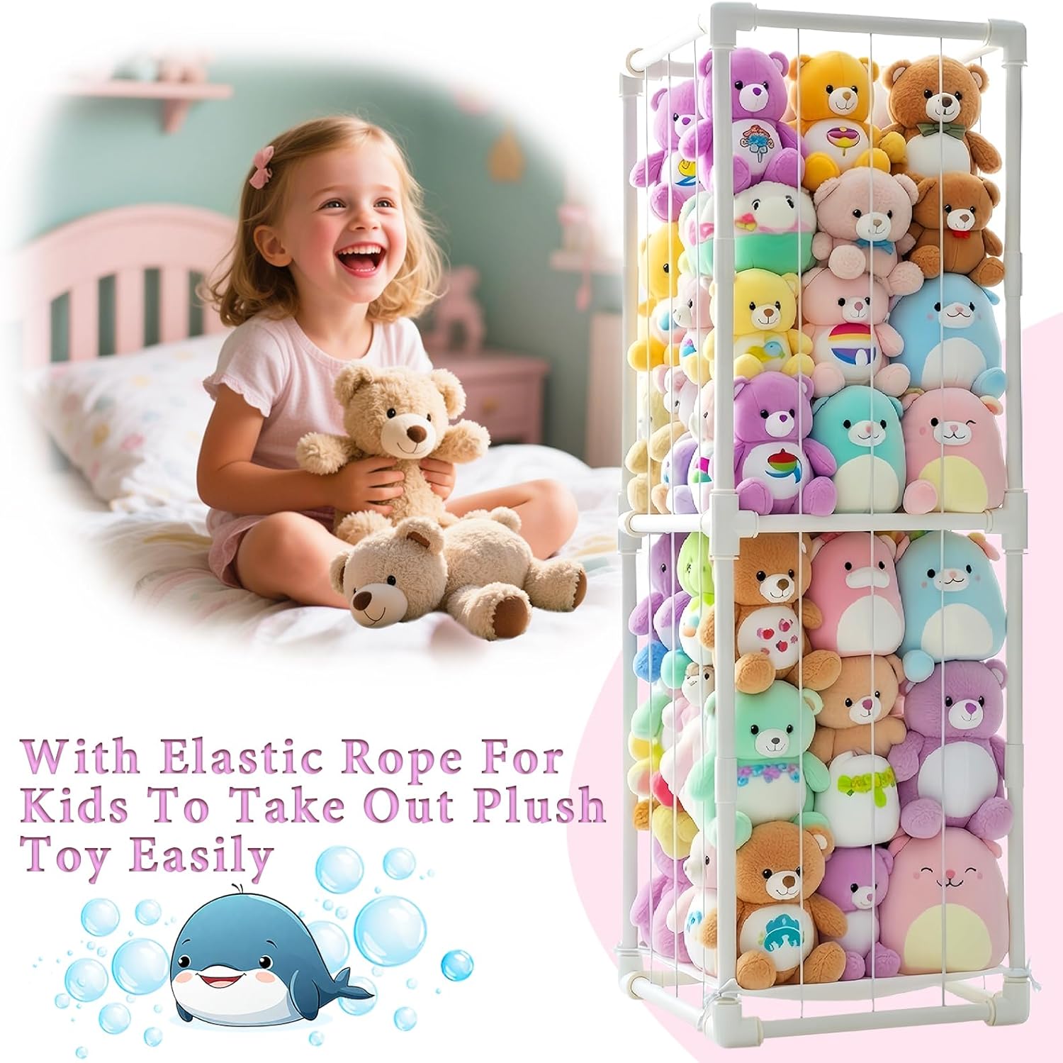 Large Stuffed Animal Storage Zoo Cage Holder, Upgradation PVC Stuffed Animal Storage Organizer, Space Saving Plush Toys Zoo Holder, for Kidroom Playroom, White - Image 8