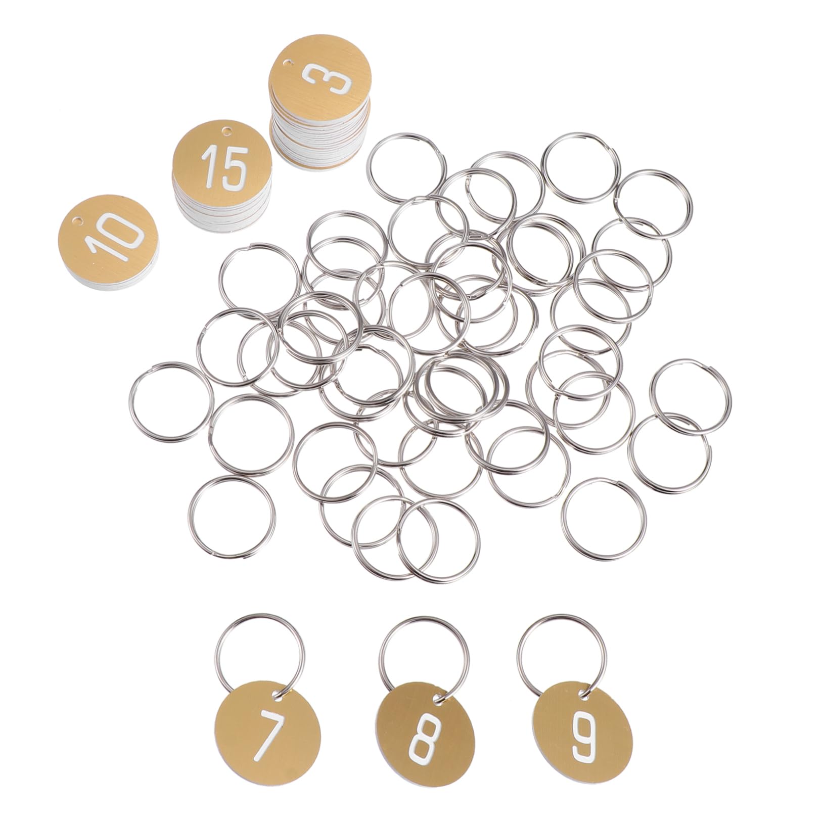 PACKOVE Engraved Number Tags Key Ring 50pcs Plastic Id Discs Round Number Plate Abs Separate Ring Easy Assembly