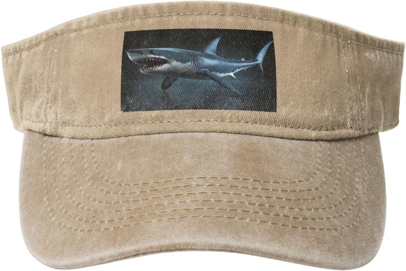 Sun Hats for Men Women Summer Sport Empty top Baseball Cotton with for Beach, Summer, Fierce Shark Black