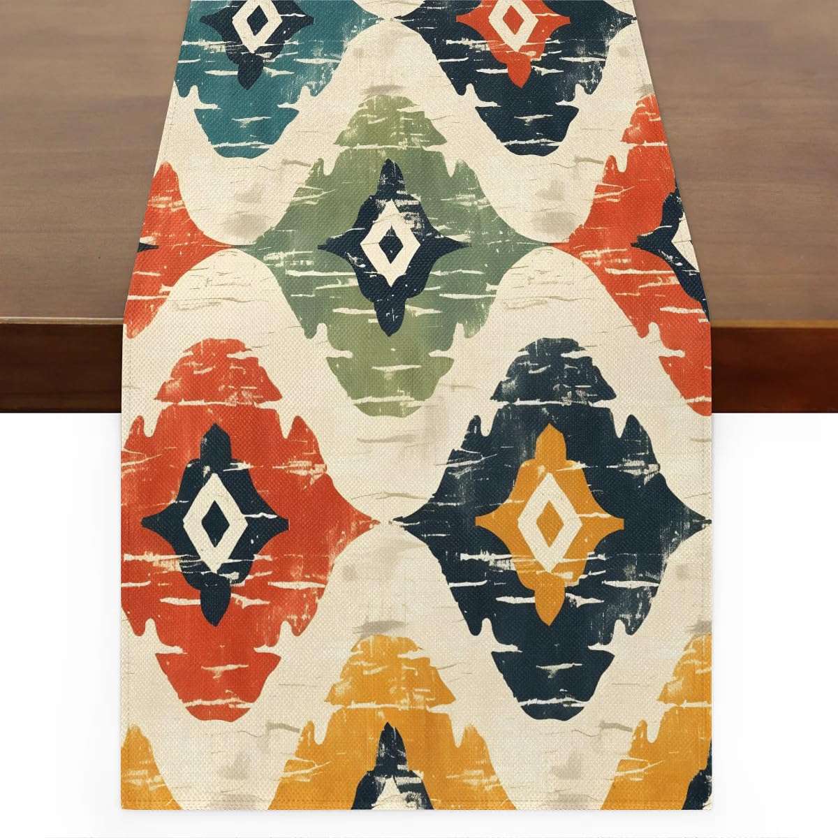Chemin de table ethnique à fleurs 33x183 cm pour décoration repas