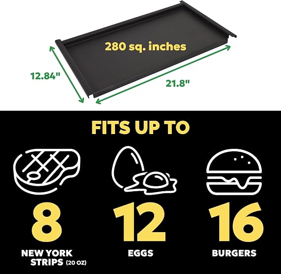 Flat Top Griddle Insert for Turbo E Outdoor Electric Grill - Transform Your Outdoor Grill to a Flat Top Griddle - Durable Nitrided-steel griddle insert - Custom Fit & Seamless Installation