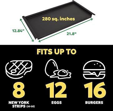 Flat Top Griddle Insert for Turbo E Outdoor Electric Grill - Transform Your Outdoor Grill to a Flat Top Griddle - Durable Nitrided-steel griddle insert - Custom Fit & Seamless Installation