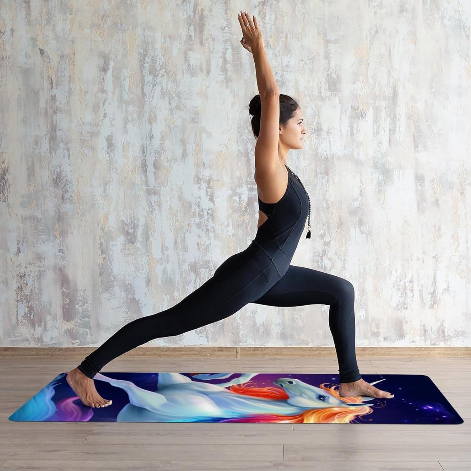 Yoga Towel, Rainbow Unicorn Pattern Non Slip Sweat Absorbent Hot Yoga Mat Towel for Hot Yoga, Pilates and Fitness - 72.8" x 26.8"