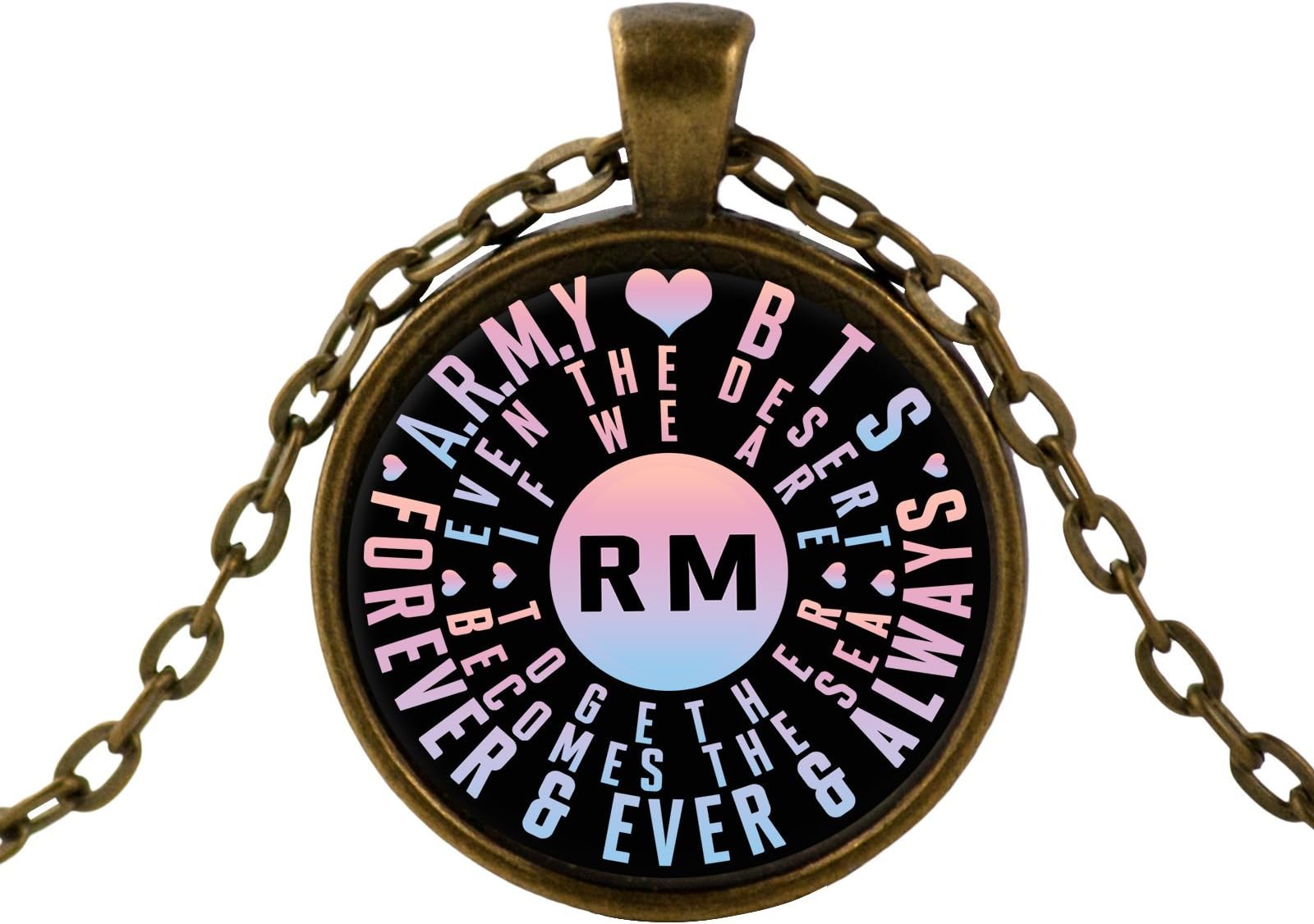 Ceqstar A.R.M.Y Love BTS Forever and Always (RM) - 18” Adjustable Chain Necklace (Necklace - Antique Bass)
