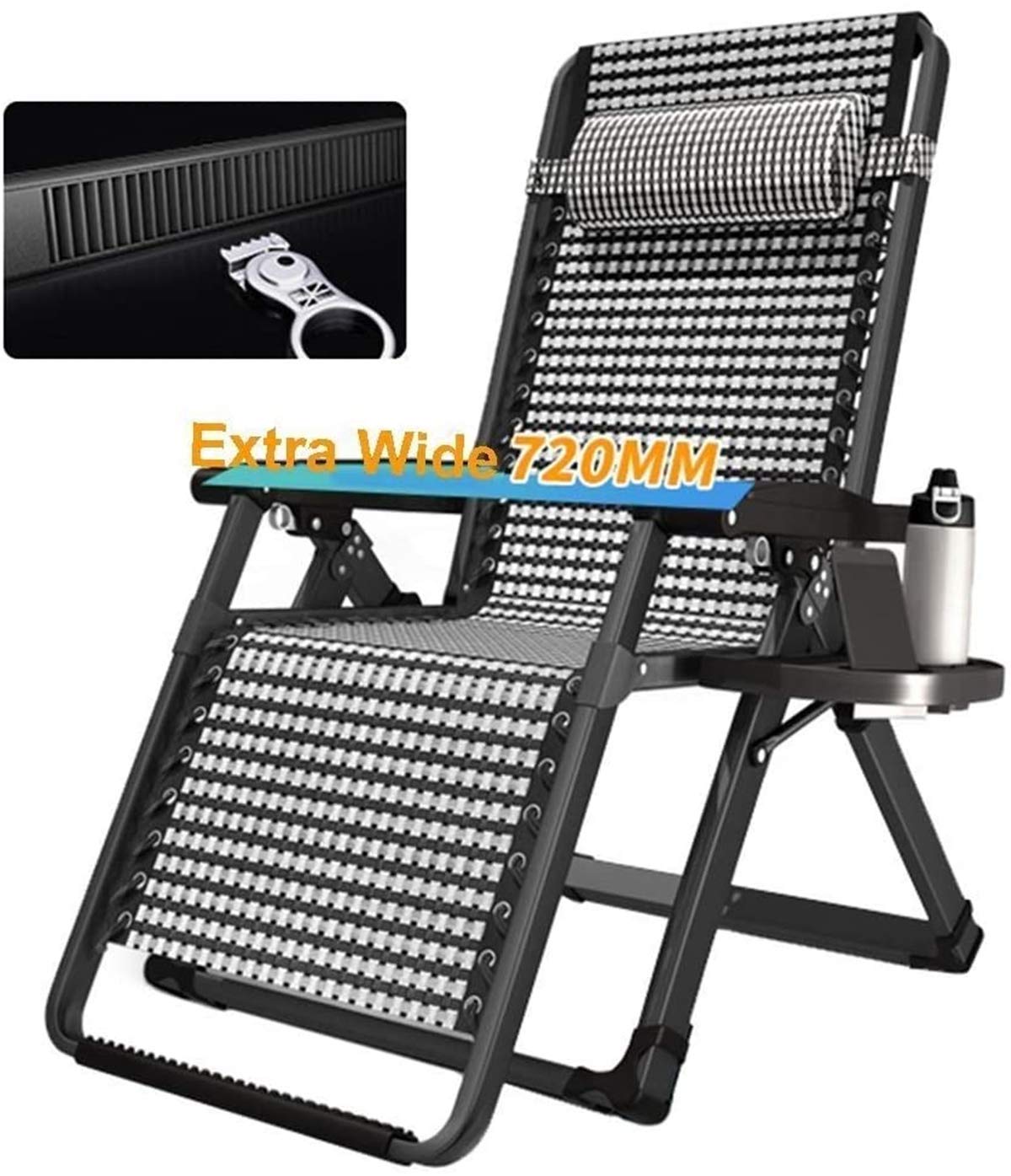 Chaise longue gravité zéro surdimensionné et pliable pour jardin