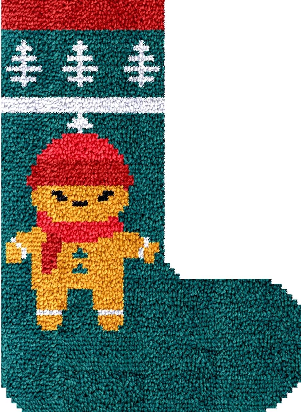 Numptain Latch Hook Kits for Adults,DIY Rug Kits Carpet Embroidery Sofa Cushion Christmas Stocking Pattern Color Printed Canvas,Beginners Handmade Needlework Crafts Home Decoration,15"x20.5" NT15