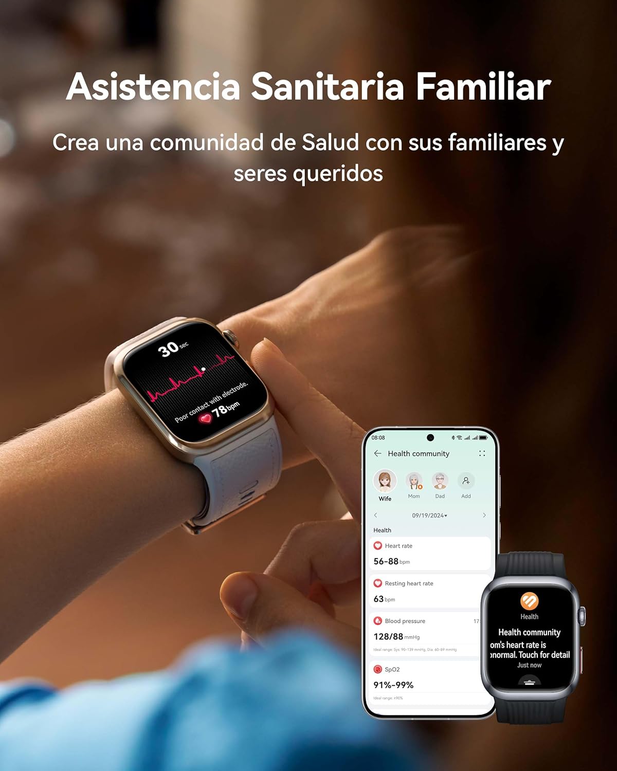 HUAWEI Watch D2,Pantalla AMOLED de 1,82 Pulgadas, Monitorización en Tiempo Real de la Presión Arterial, ECG, Monitorización Exhaustiva del Sueño, SpO2, Asistencia Sanitaria Familiar, Llamadas, Blanco 8