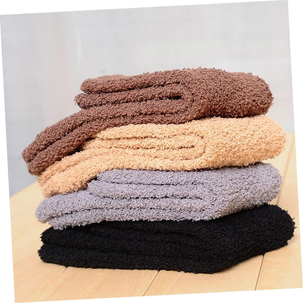 LIFKOME 3pairs Men's Fluffy Slipper Socks Cozy Warm Coral Fleece Sleeping Stockings Black Fuzzy Indoor Comfort for Winter Relaxation