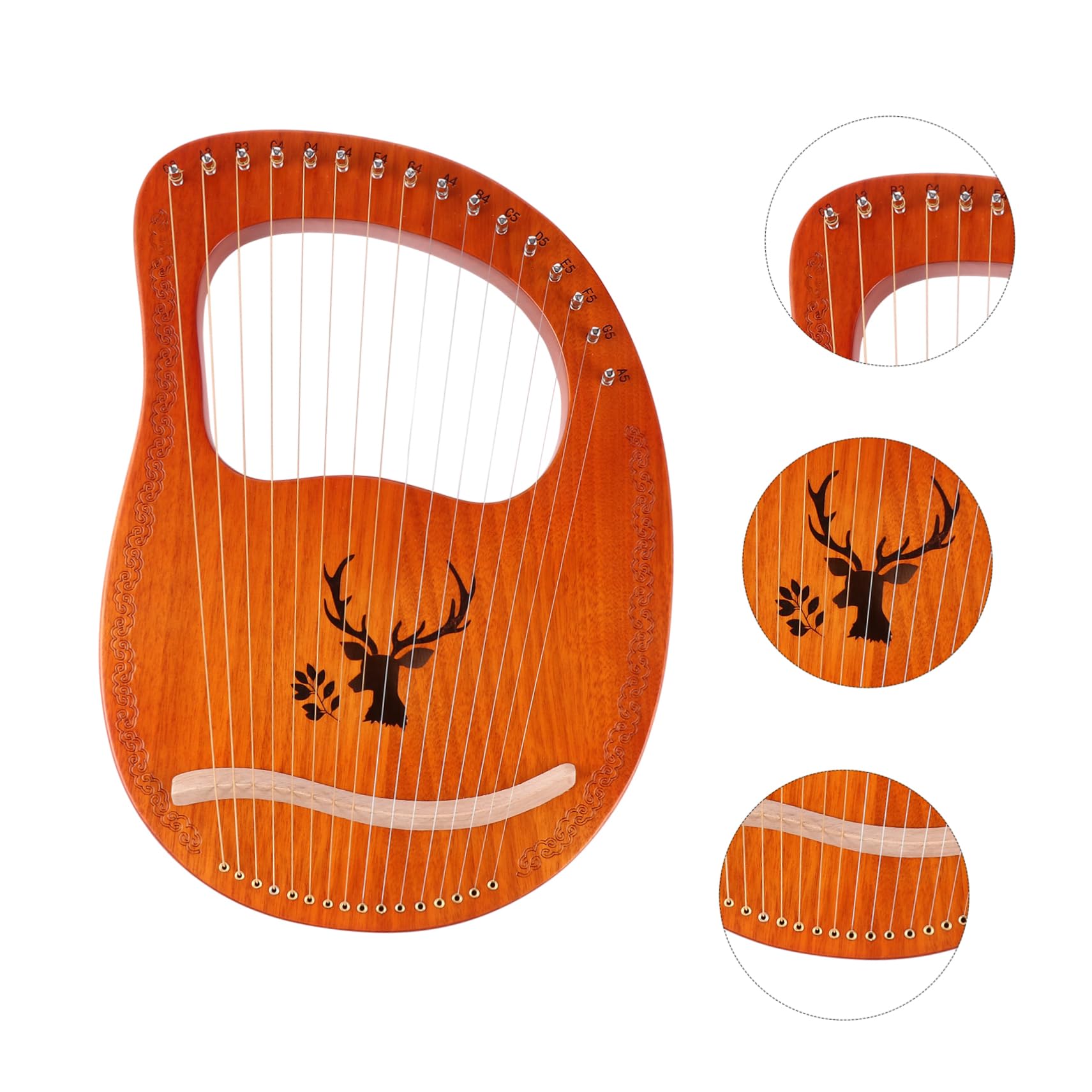 TOYANDONA Arpa Lira Strumento Corda Corde in Metallo di Pannello Decorativo Motivo Renna Ponte ad Altezza Bordi Arrotondati per Presa Sicura Strumento Musicale Portatile
