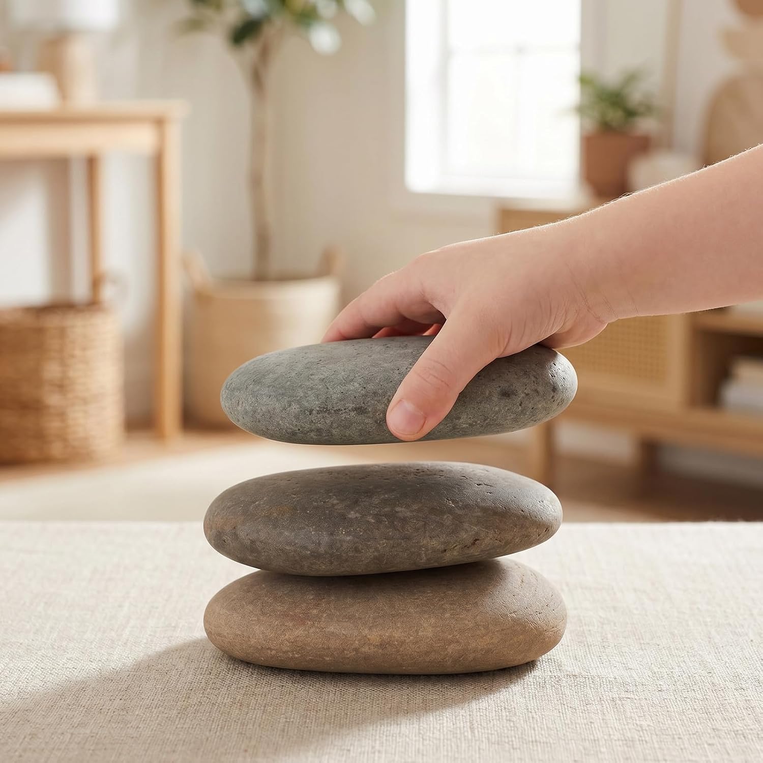 UKCOCO 3pcs Large Flat Stones to Paint - 5-6 Inch Big Paintable Garden Pieces - Smooth Rocks - Decorative Landscaping Blanks for Mandala Dot Art Outdoor Signs
