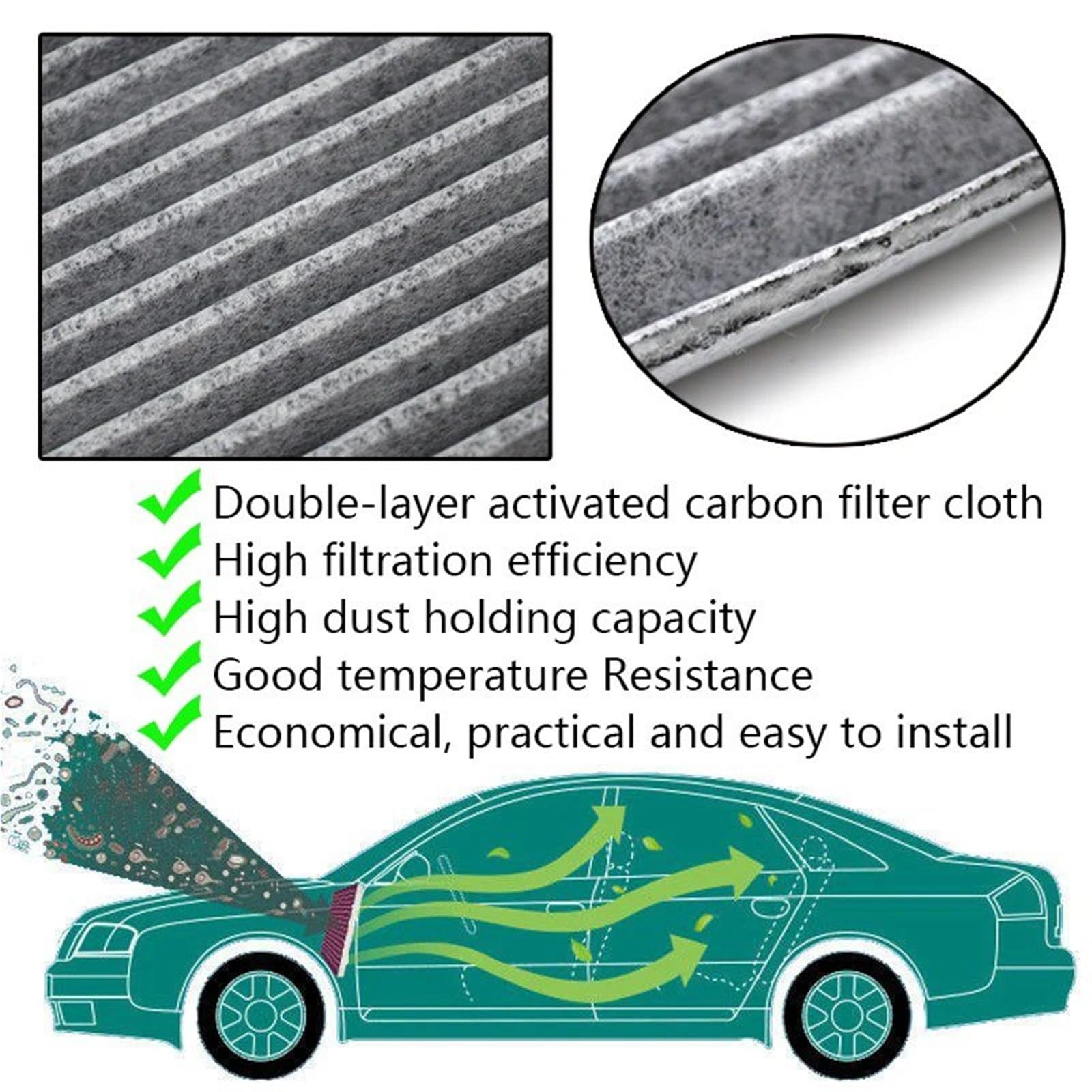 Filtri Aria Per Auto Per Ford Per Focus Per Kuga Per Mondeo Per Galaxy 2x Auto Polline Filtro Aria Abitacolo Carbone Attivo 1315687 1494697 1253220
