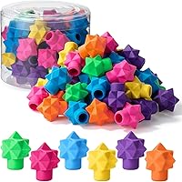 Mr. Pen Pencil Top Erasers, 48 Pack Vibrant Star-Shaped Toppers, Fun Colors, No-Smudge Erasers for Pencils, Kids & Adults