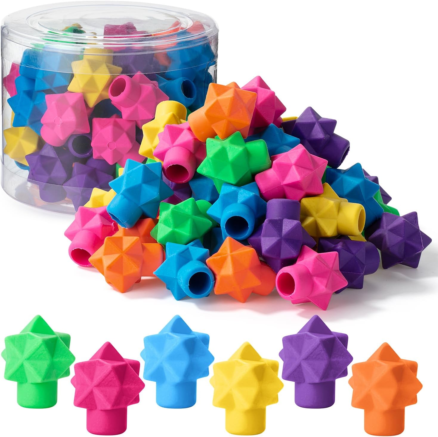 Mr. Pen- Pencil Top Erasers, 48 Pack, Vibrant Colors, Latex-Free