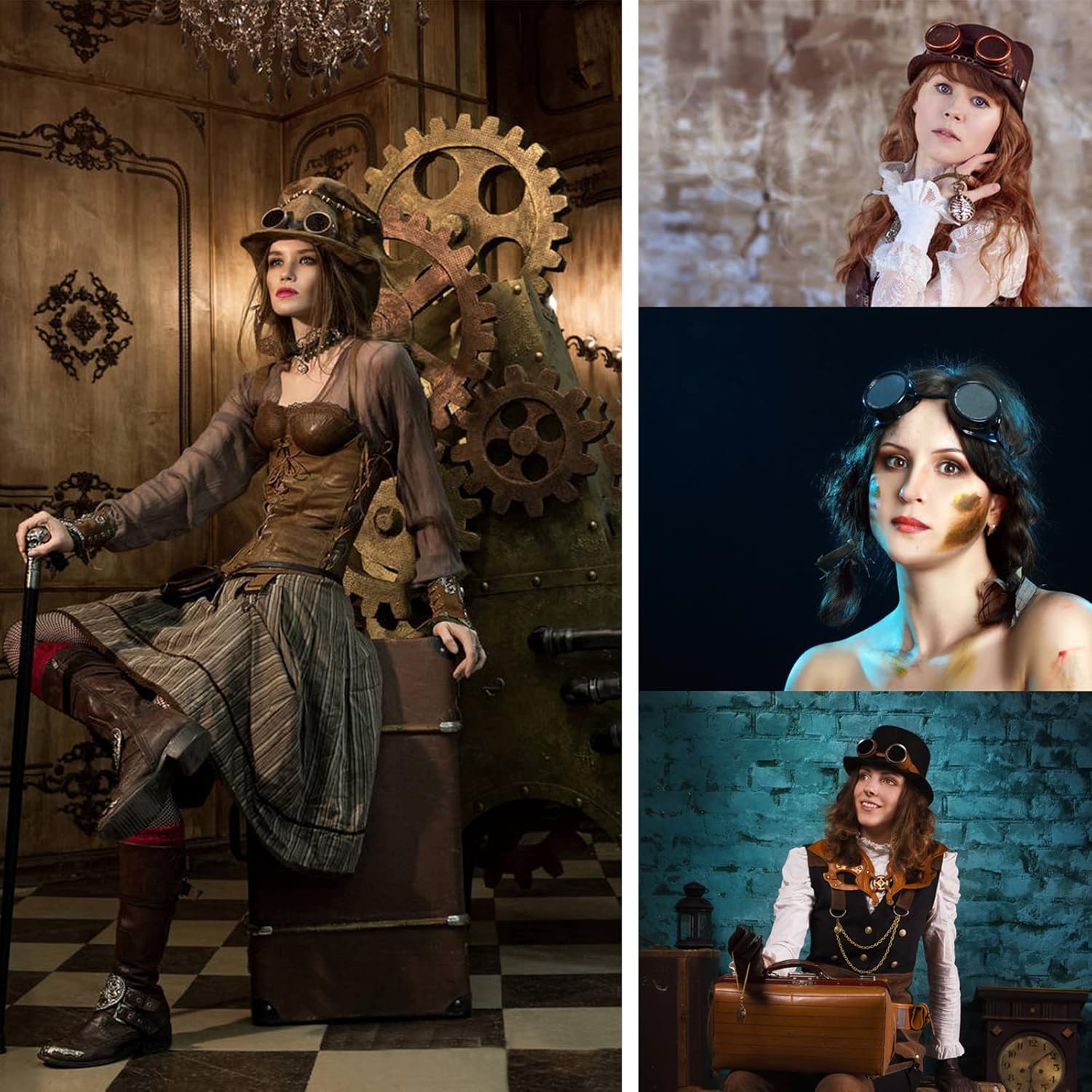 Miniatura 5 de Gafas vintage Steampunk para hombres y mujeres, Halloween, disfraz gótico, cosplay, estilo punk