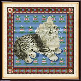 JOYSEWING Stamped Counted Cross Stitch Kits,Cross Stitch Ornament Kits for Adults Beginners, Counted Embroidery Needlepoint Kits DIY Gift Home Decor 11CT (Persian cat(Printed) 16.93 x16.93 inch)