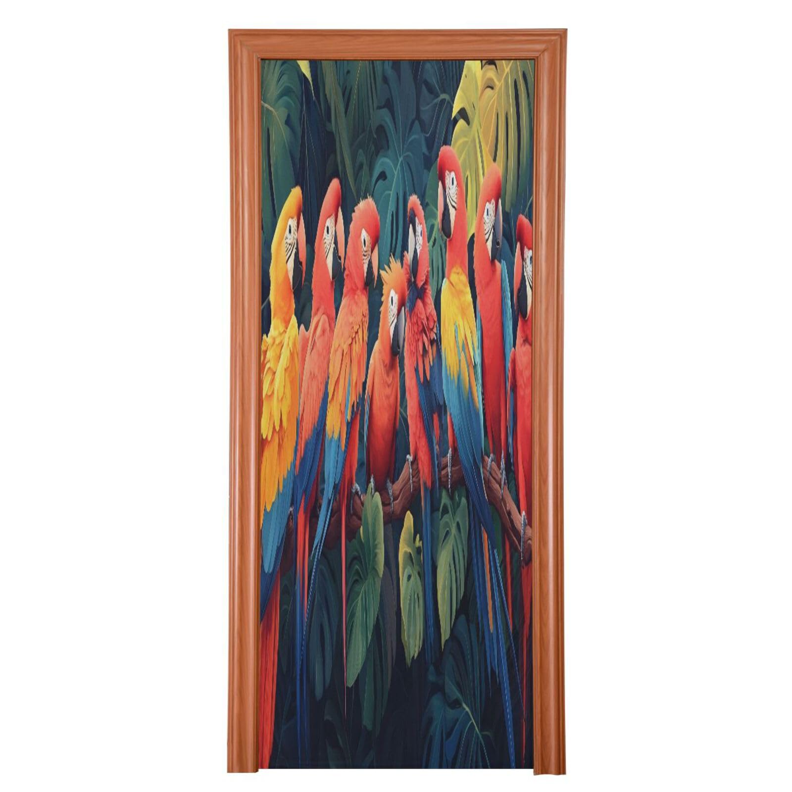 FLildon Tropical Forest Birds Door Cover Decoration, Party Accessory Porch Decor for Festive Ornament Room Door Covers 36 x 98 Inch