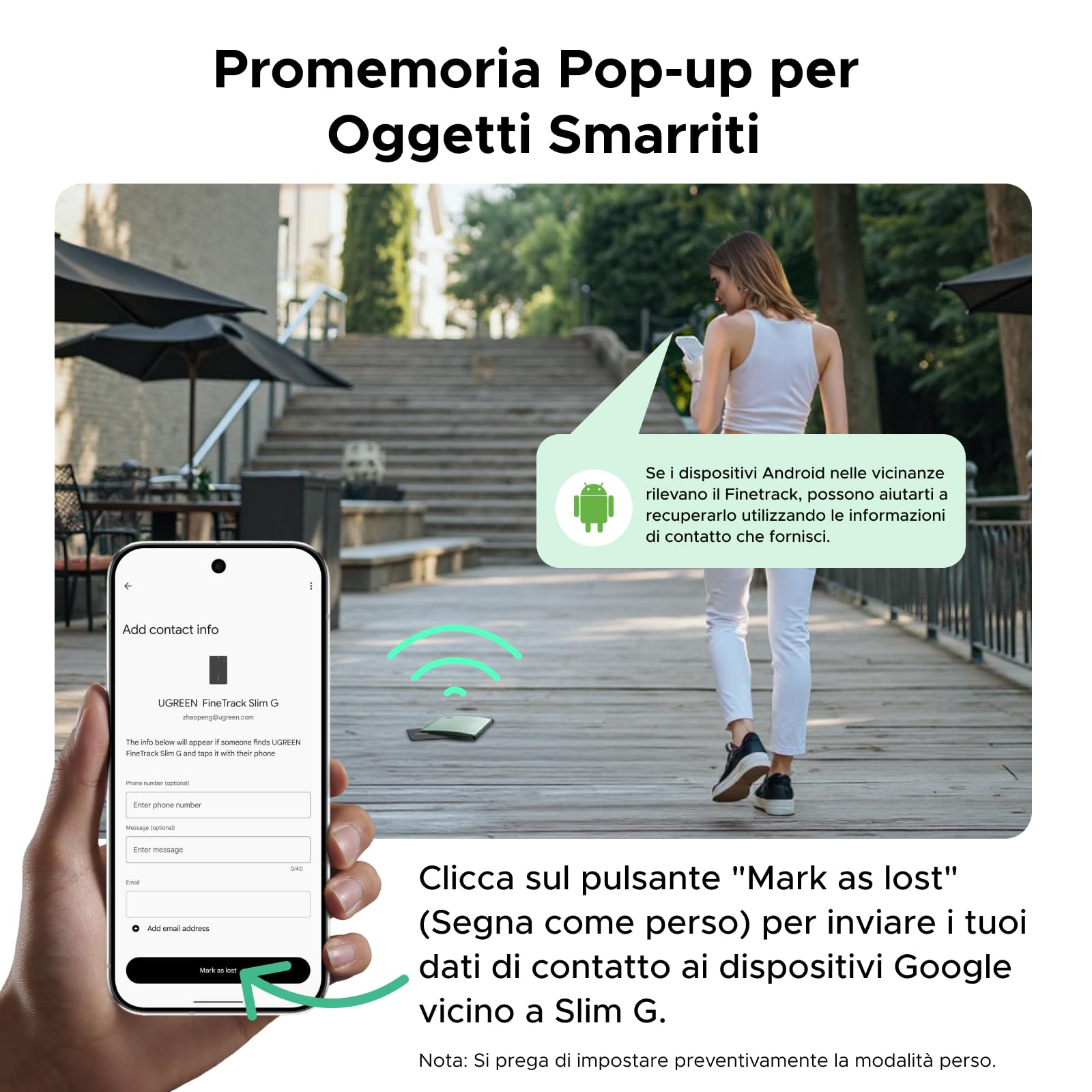 UGREEN FineTrack Slim G Smart Finder Solo Android 5 Anni Batteria Localizzatore Ultra Sottile 1.7mm Impermeabile IP68 Tracker Compatibile con Google Find Hub per Portafoglio Chiavi Bagaglio Valigia