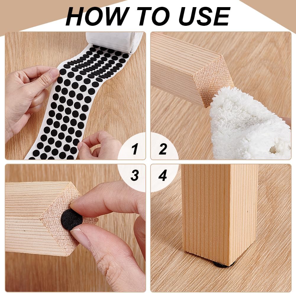 PH PandaHall 1000pcs Felt Pads, 10mm Self-Adhesive Bumper Pads Round Felt Cabinet Bumpers for Noise Dampening Surface Protection Cabinet Doors Drawers, Black