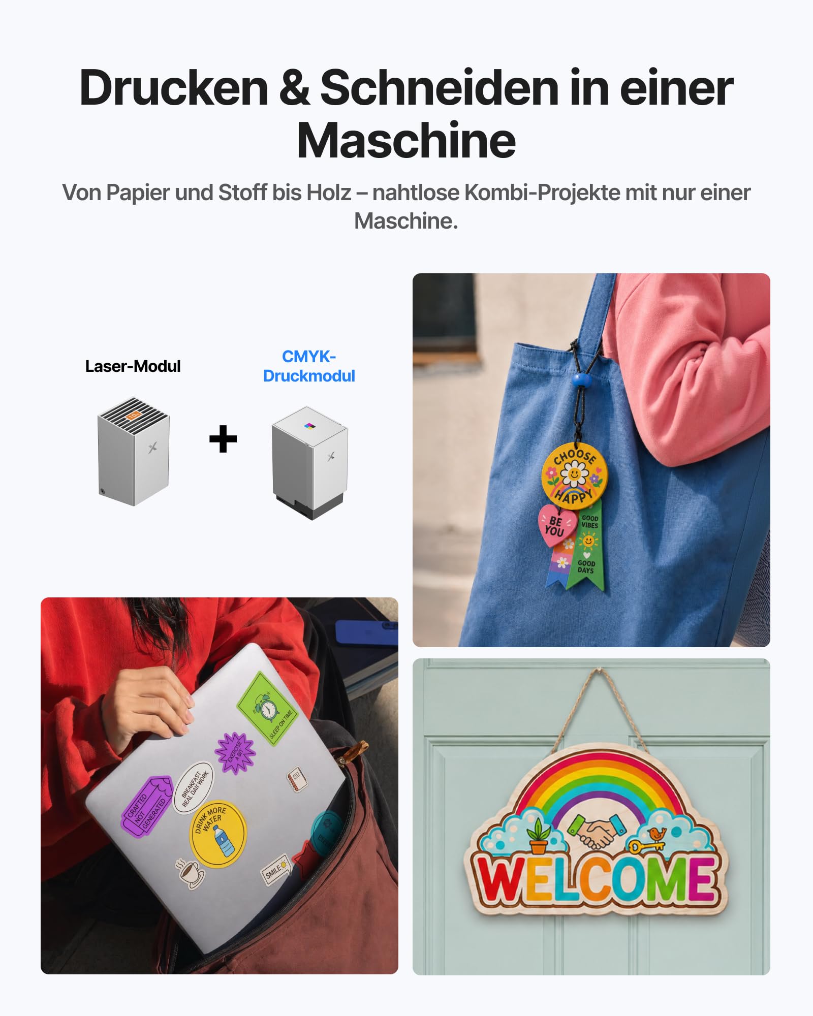xTool M2 20W Laser Graviermaschine mit CMYK-Drucker und RA3 Lite Rotationszubehör, geschlossener Laserschneider für Trinkbecher, Tassen, dickes Holz und Acryl, Desktop-Maschine für Kleinunternehmen