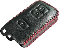 Vista 3 de 2 piezas Coolbestda funda protectora de cuero inteligente para llave de 3 botones, guante para llave de entrada sin llave para Toyota Tacoma Land