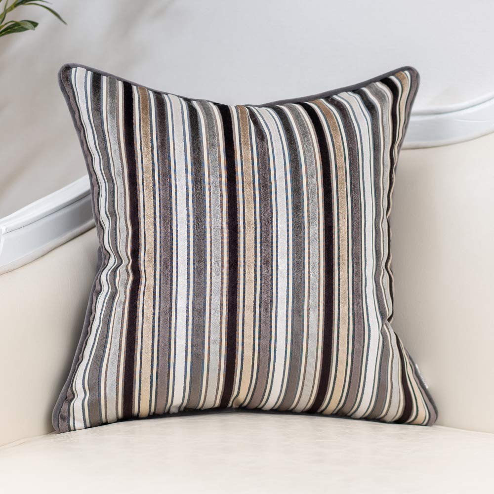 Yangest Grey Striped Throw Pillow Cover Multicolor Velvet Cushion Cover Modern Bohemian Pillowcase for Sofa Couch Bedroom Living Room Home Christmas