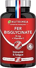 Iron Bisglycinate + Vitamin C - 14 mg of Iron/Capsule - Provides 100% of Daily Needs - Maximum Absorption & Bioavailability - Nutrimea - 90 Vegan Capsules - Made in France