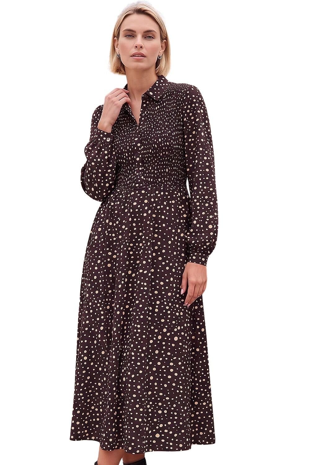 Roman Originals Shirt Dress for Women UK- Ladies Long Sleeve Belted Collared Midi Maxi Winter Autumn Smart Casual Button Through Evening Office A Line Swing Skater